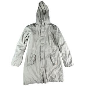 American Eagle Jacket Womens Small Tan Khaki Button Front Zip Hooded Parka Coat